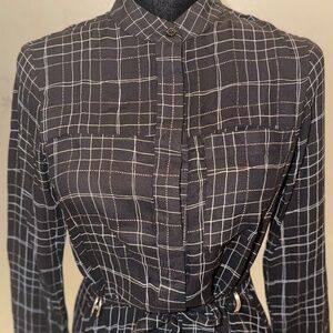 Topshop Long-sleeve Belted Shirtdress in Black